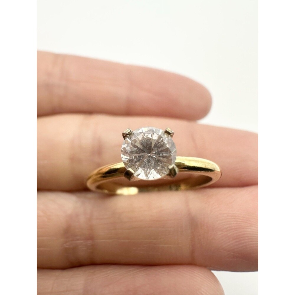 Vintage Sterling Silver Gold Vermeil Prong Set Ring Size 7